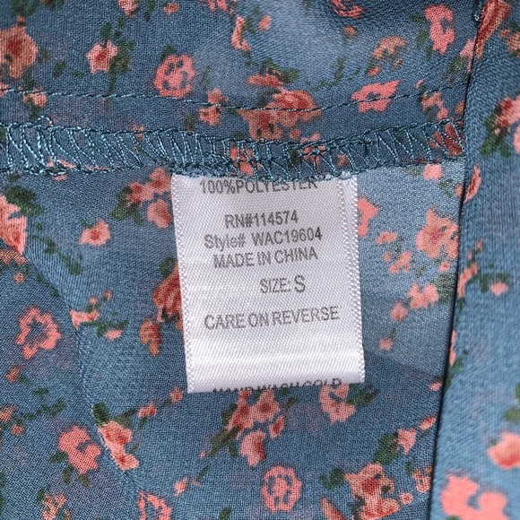 Robin-K Sheer Floral Western Button Down Blouse Sm - Picture 7 of 7
